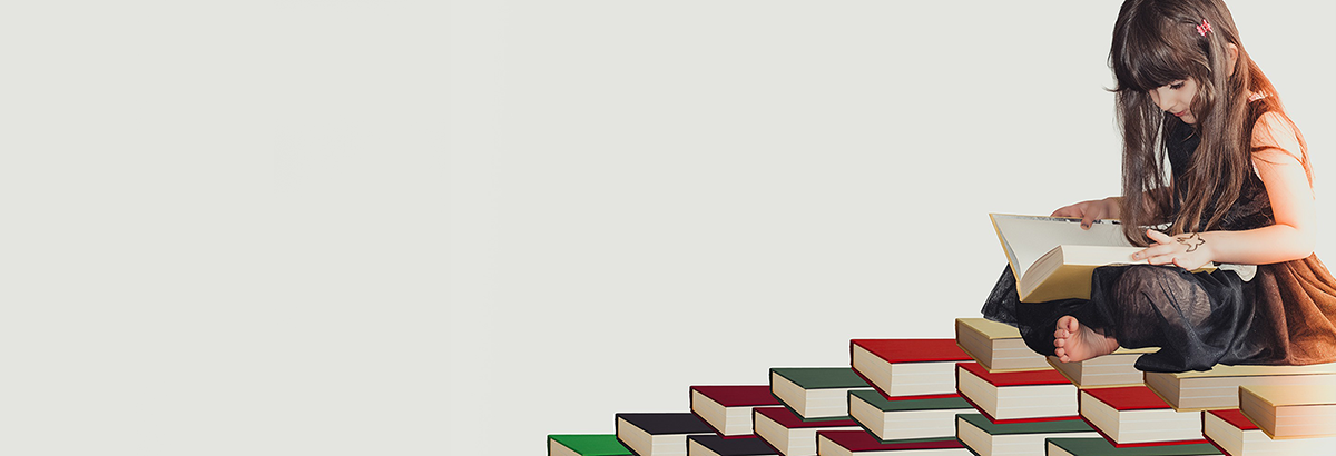 Girl sitting on books graphic Girl sitting on books graphic