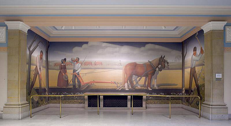 Grant Wood's Breaking the Prairie mural