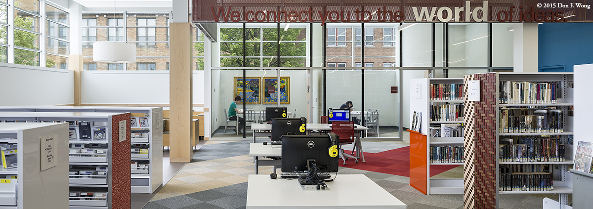 Computers and Shelves at Ames Public Library