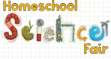 Stylized text that says "Homeschool Science Fair" with the word "Science" made up of objects