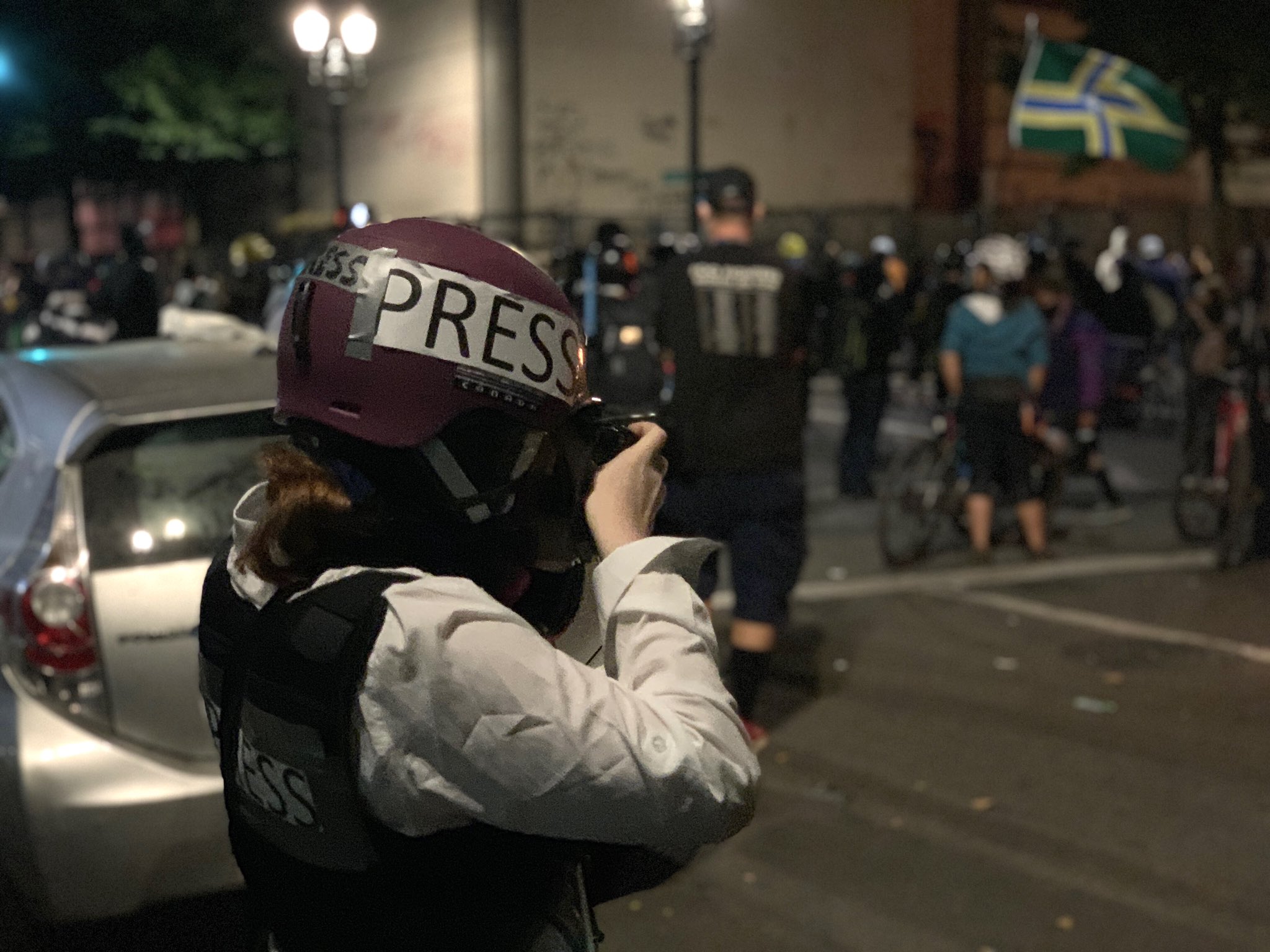 Student journalist Eddy Binford-Ross at protest