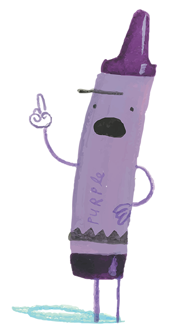 Purple colored crayon talking