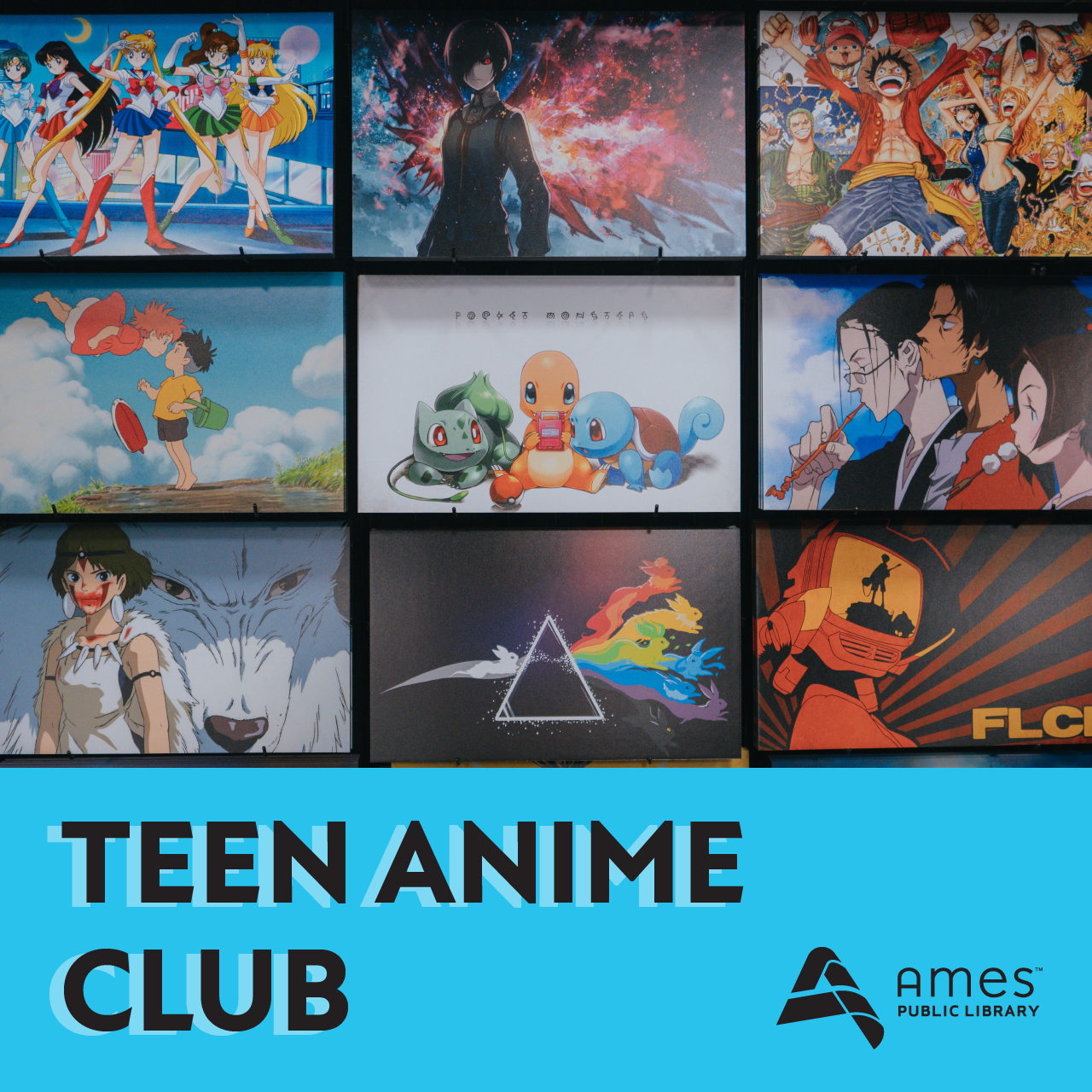 Teen%20Anime%20Club.%20Image%20features%20TV%20screens%20displaying%20various%20anime%20scenes.