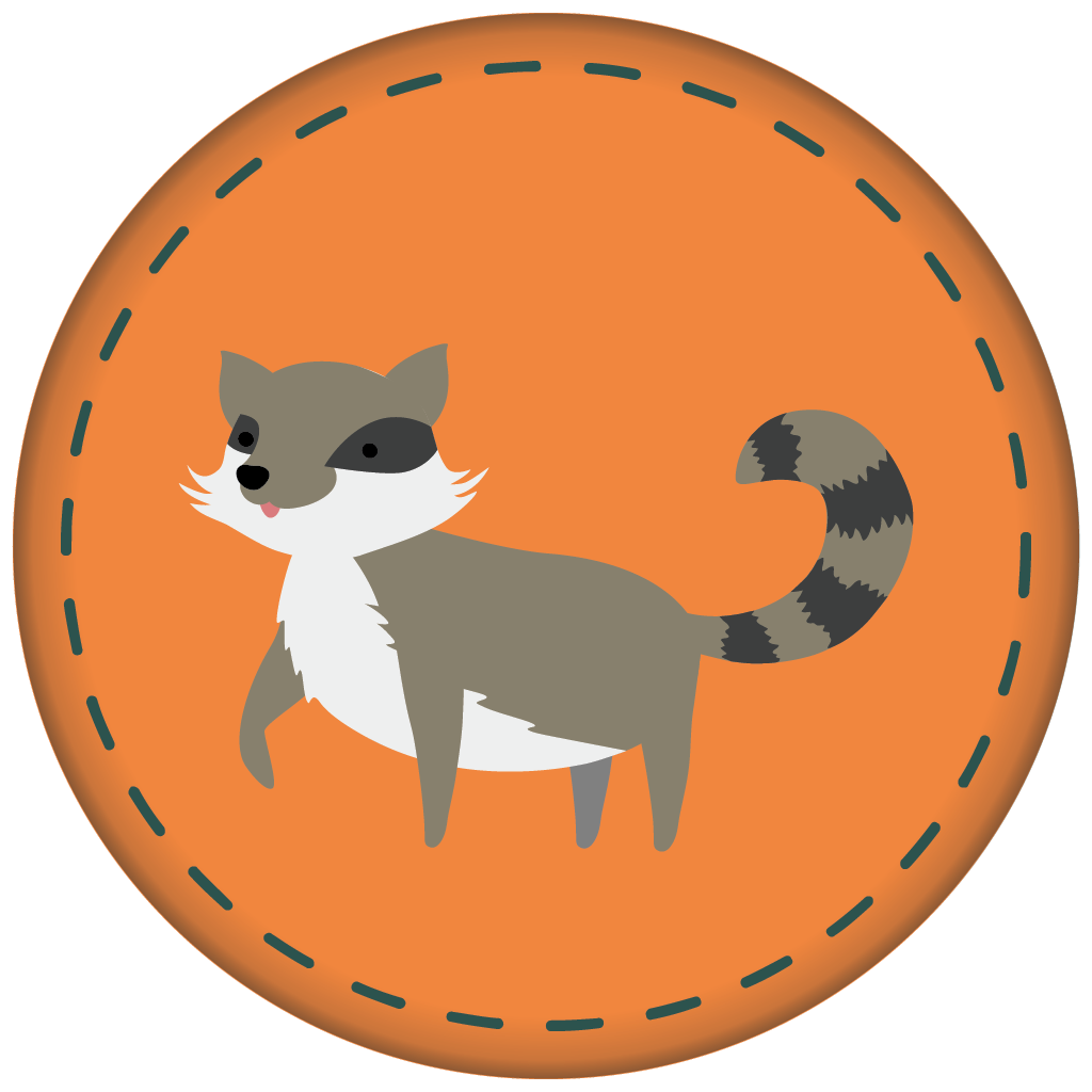 badge with grey raccoon