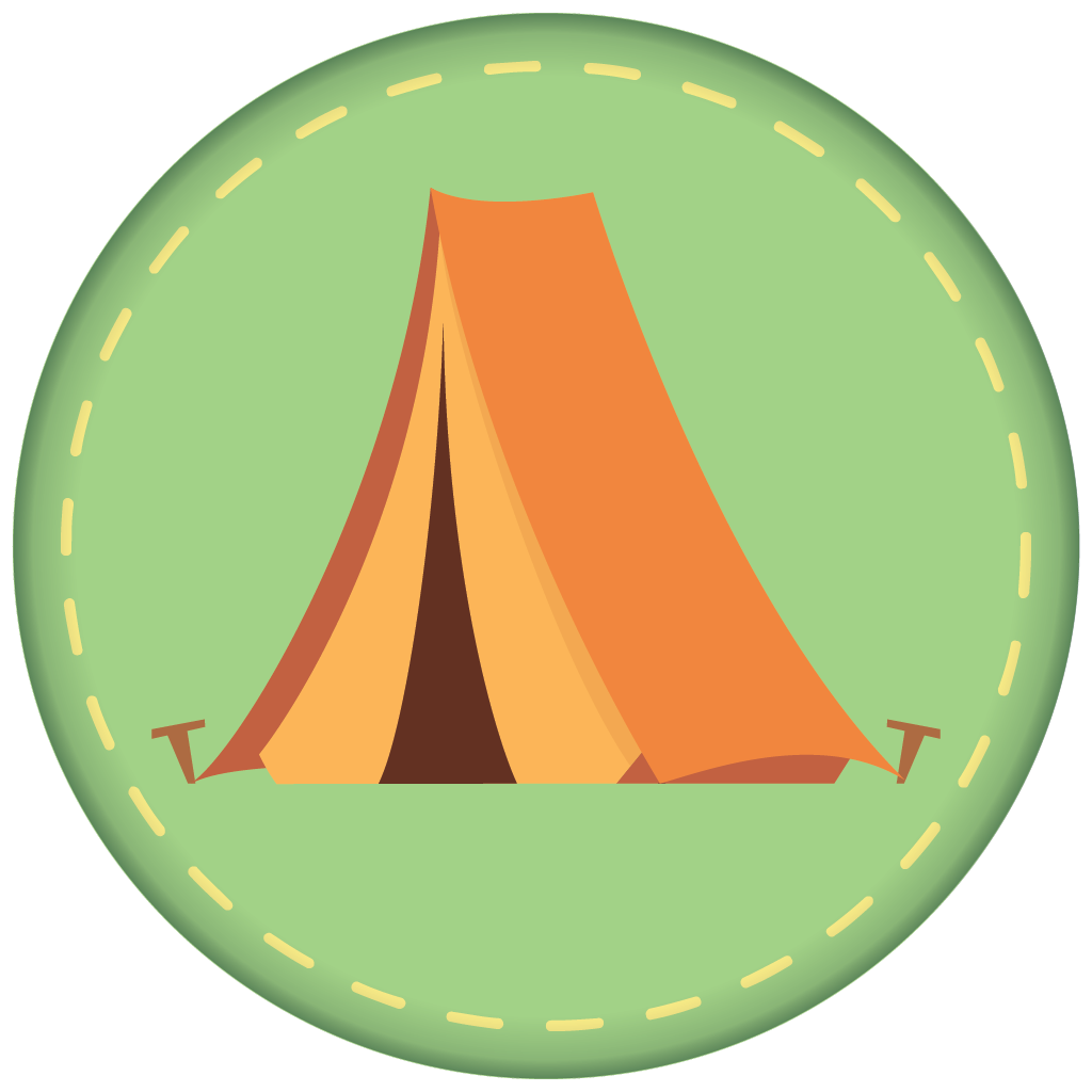 badge with orange tent