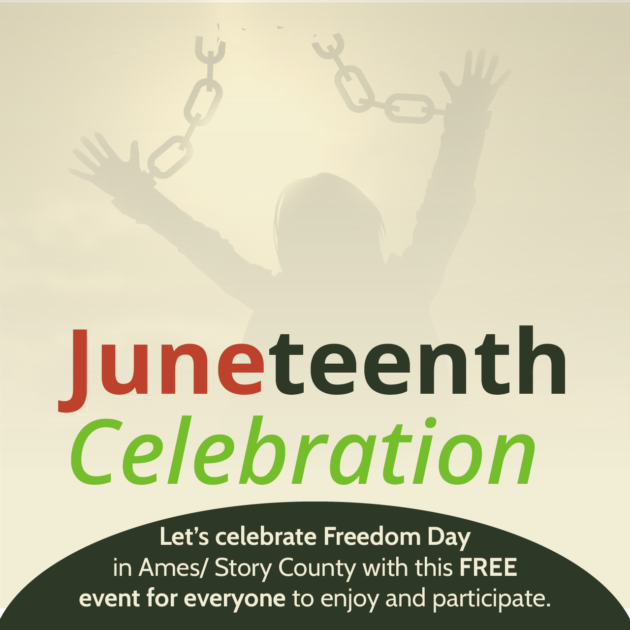 Juneteenth Celebration. Let's celebrate Freedom Day in Ames/Story County with this FREE event for everyone to enjoy and participate.