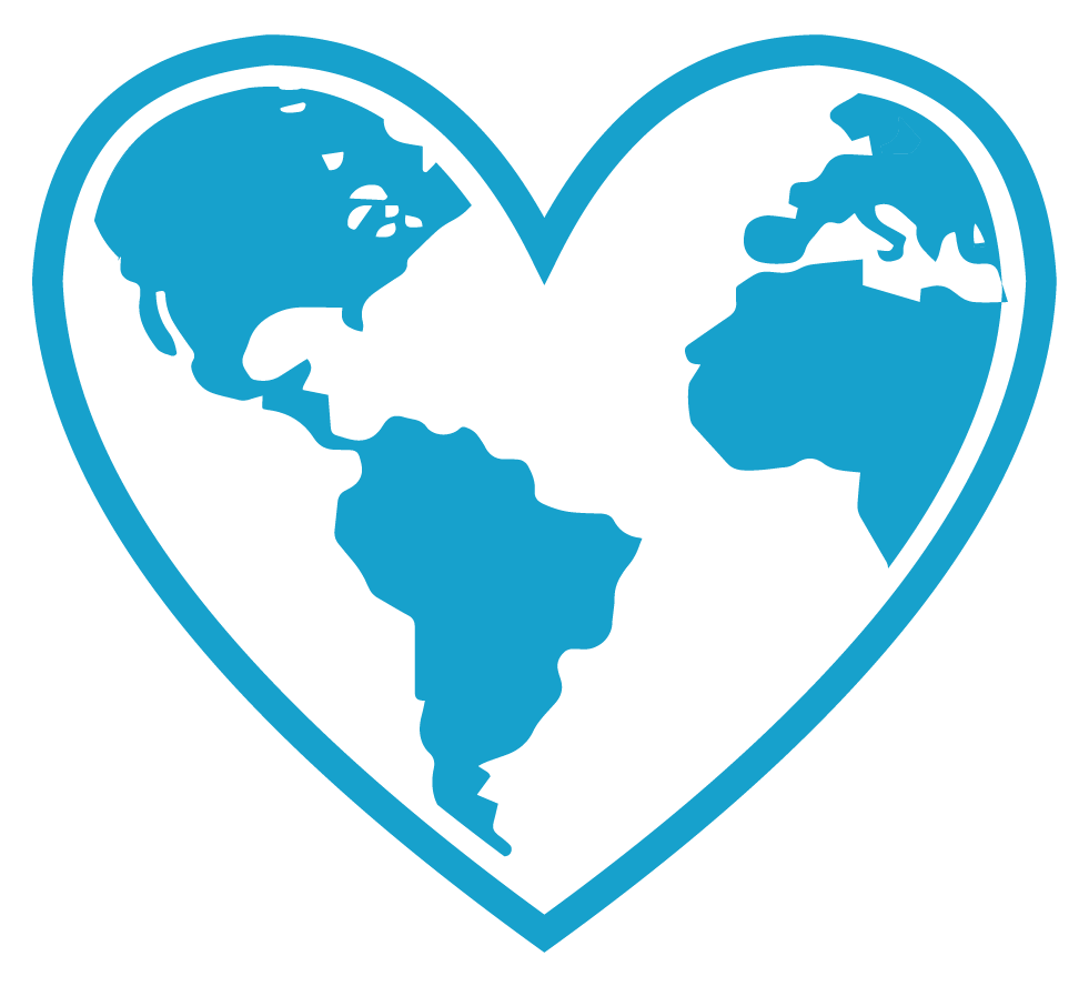 Memory Project logo displays the continents of the Earth inside of a heart shape