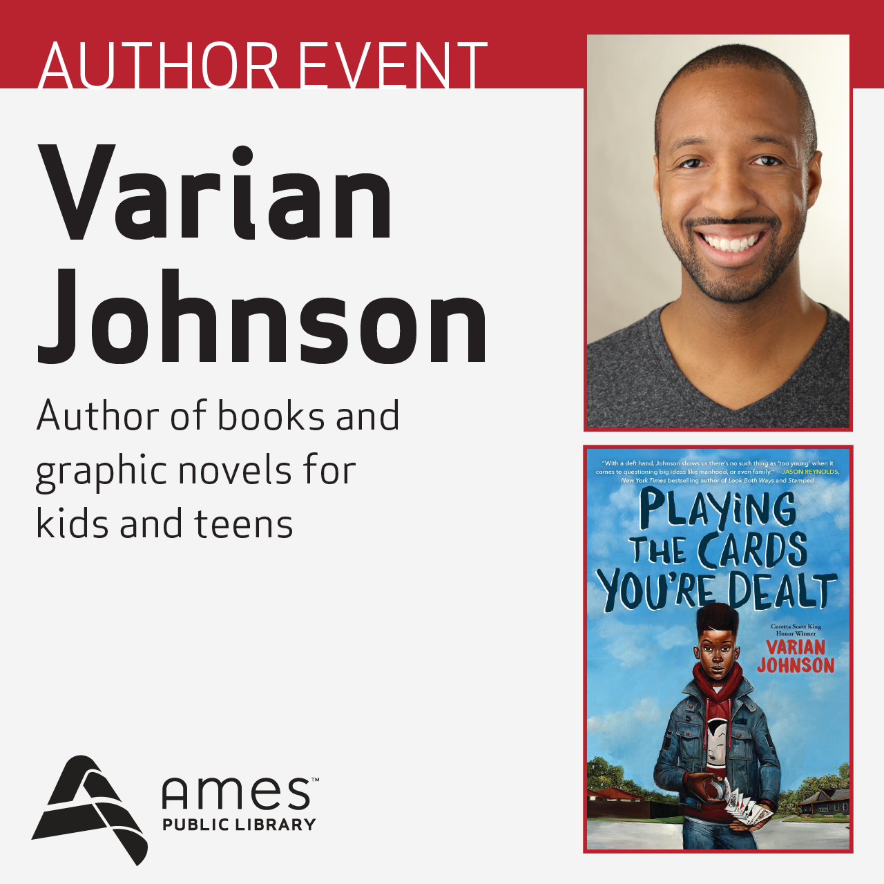 Author Event: Varian Johnson, Author of books and graphic novels for kids and teens