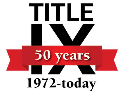 Title IX 1972-today with banner saying 50 years