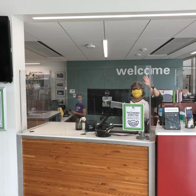 Ames Public Library staff member at Welcome Desk