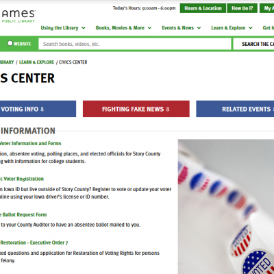 The Civics Center webpage screenshot