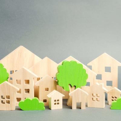 Photo of wooden block houses