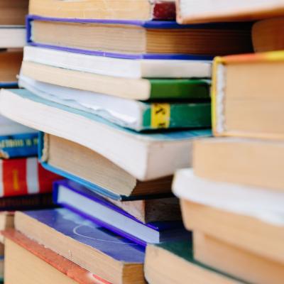 Photo of stacks of used books