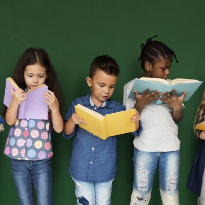 Children holding books
