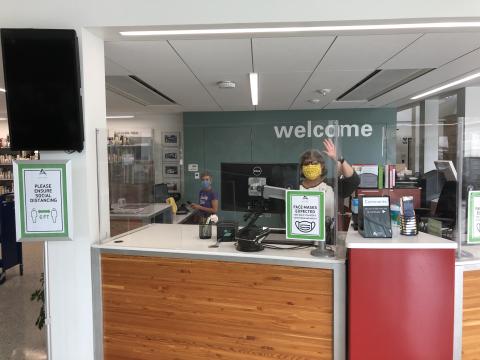 Ames Public Library staff member at Welcome Desk