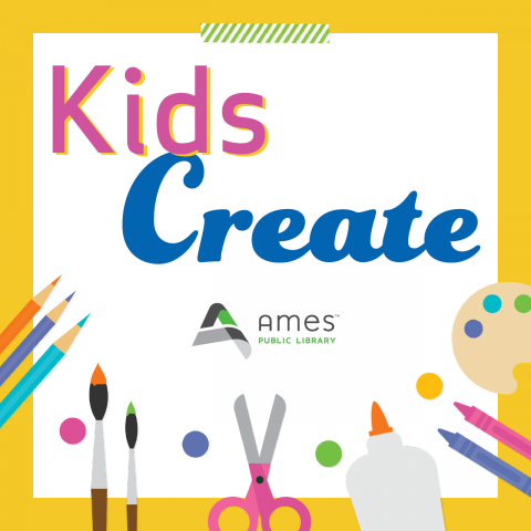 Kids Create. Image features colorful craft supplies.