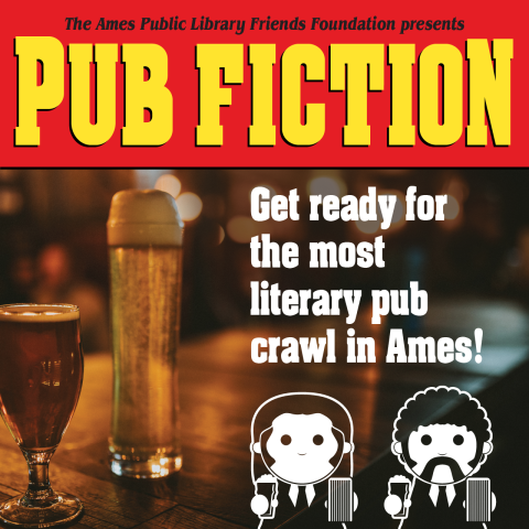 Pub Fiction title in yellow above a picture of glasses of beer and the event logo