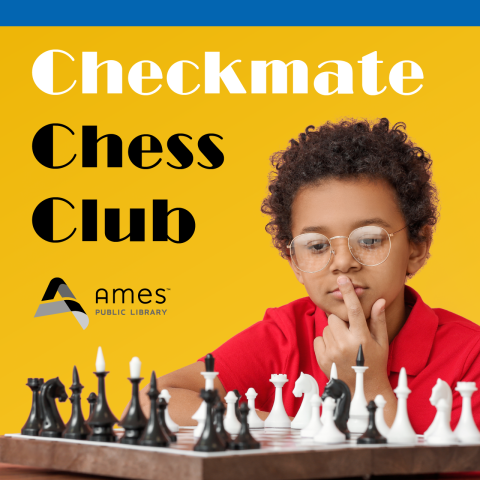 Checkmate Chess Club image features thoughtful child examining chess board