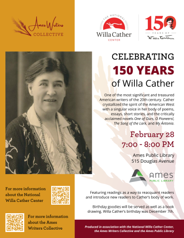Flyer for Celebrating 150 Years of Willa Cather